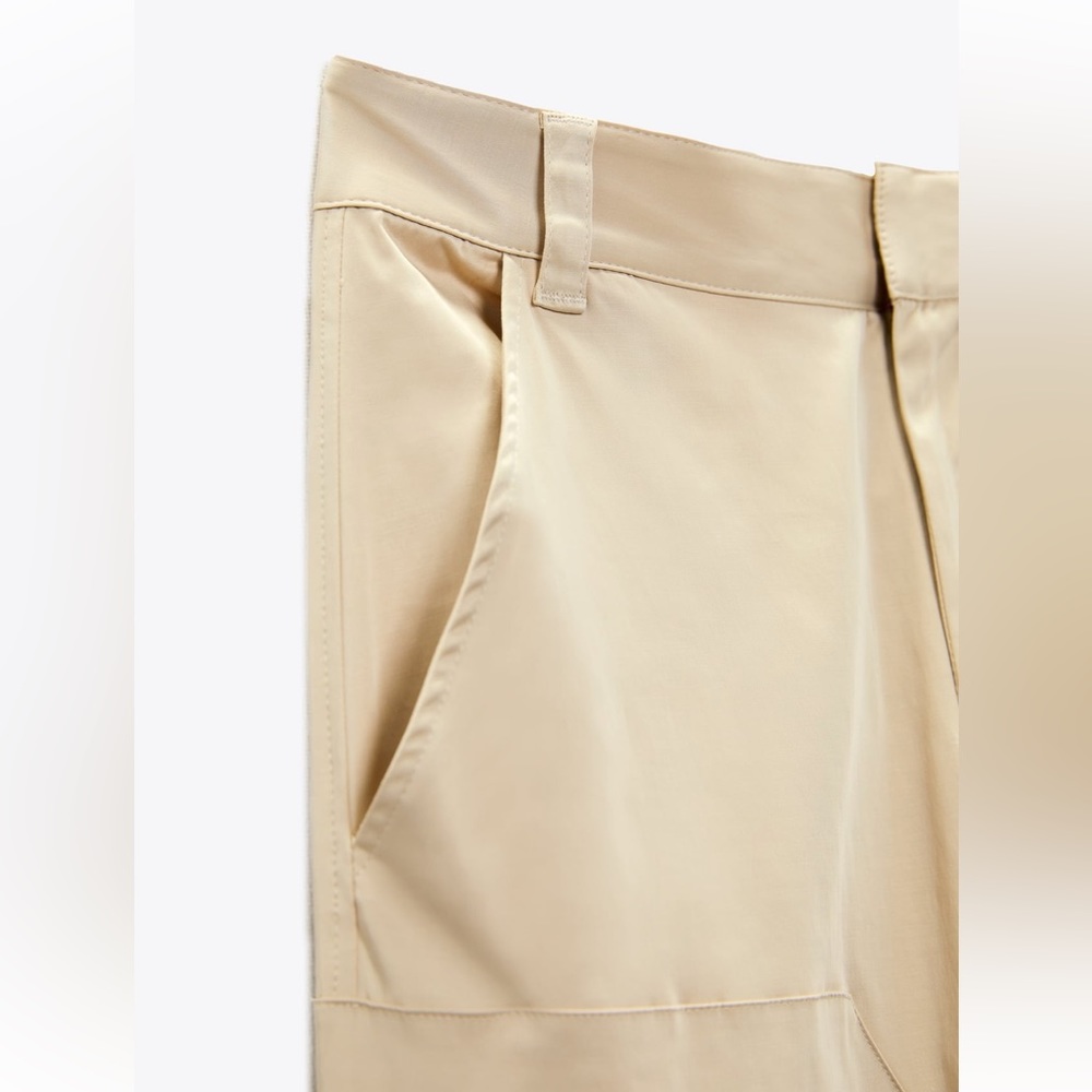 Zara NWOT satin straight leg pocket front cargo pants - Picture 5 of 5